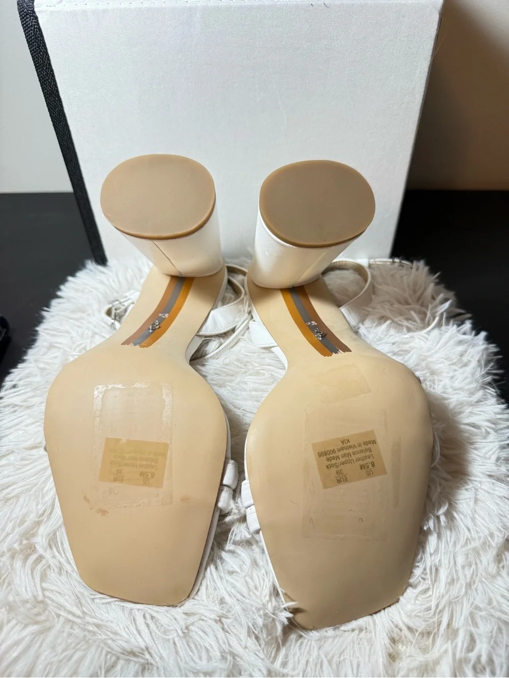 Sam Edelman White “Kia” Square-Toe Block Heel Sandals